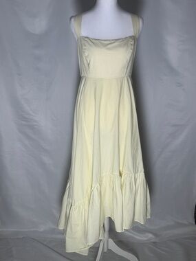 Bardot Soft Butter Yellow Square-Neck Maxi Dress